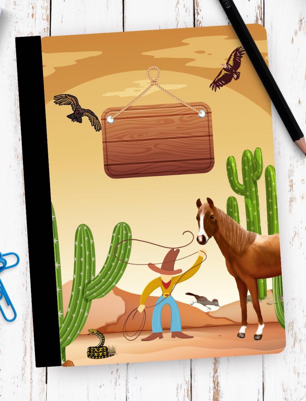 Cowboy Bundle Composition Notebook Cover, Sticker, School Supplies, Composition Note Pad, Digital Download, Western Theme