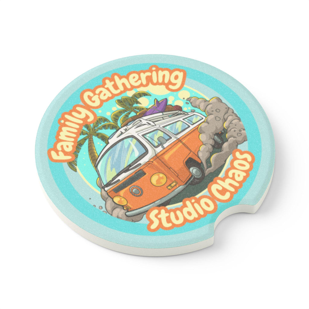 Soapstone Car Coaster: Retro Van Decor - Studio Chaos Theme