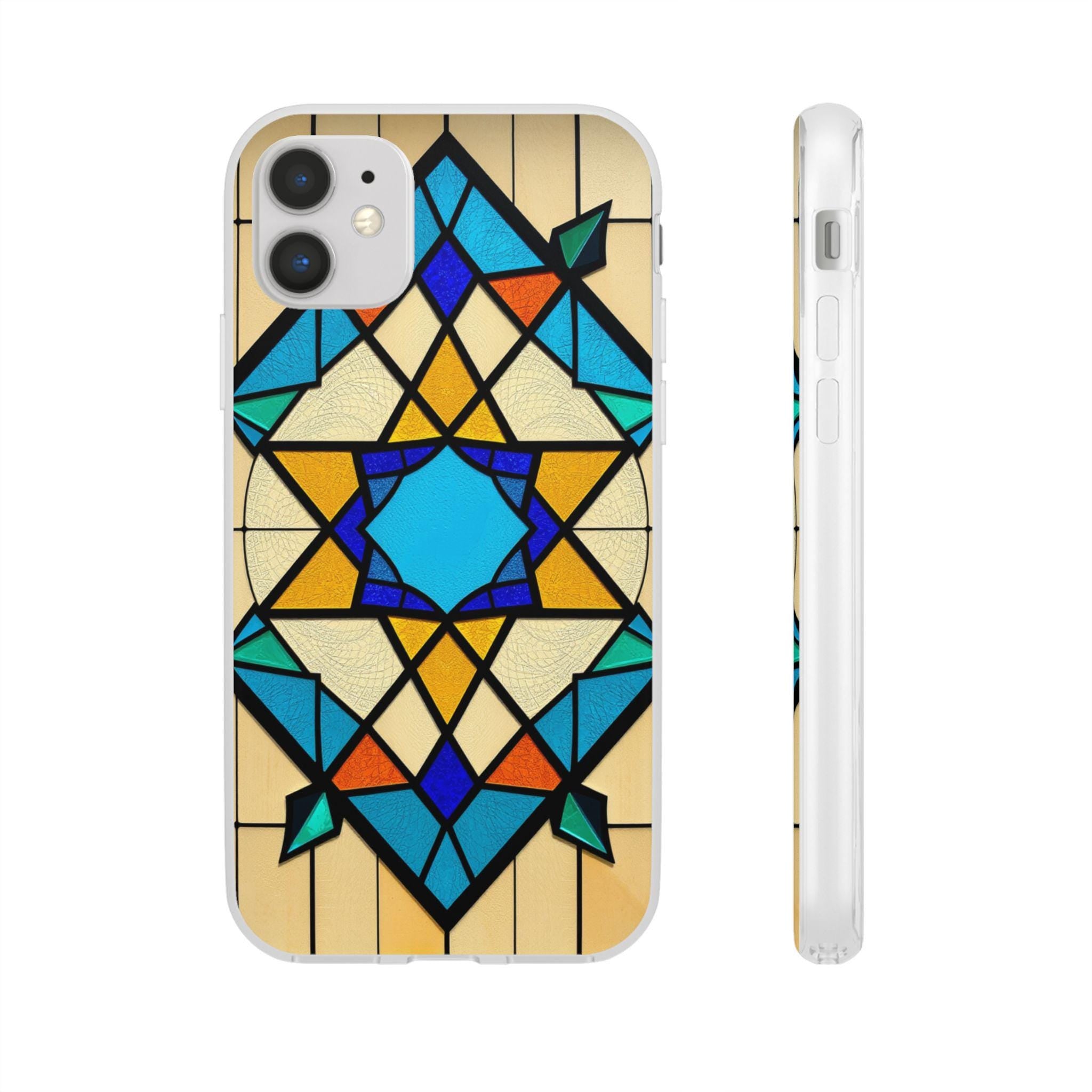Faux Stained Glass iPhone Case: Geometric Art, Unique Mobile Cover