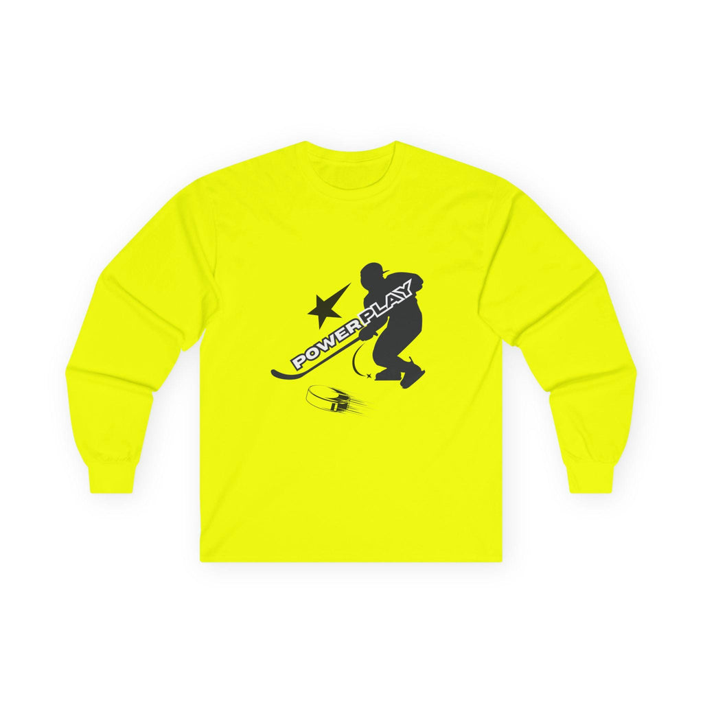 Powerplay Hockey Long Sleeve Tee | Unisex Cotton Shirt for Players, Sports Fans, Gifts, Hockey Love, Game Day Apparel
