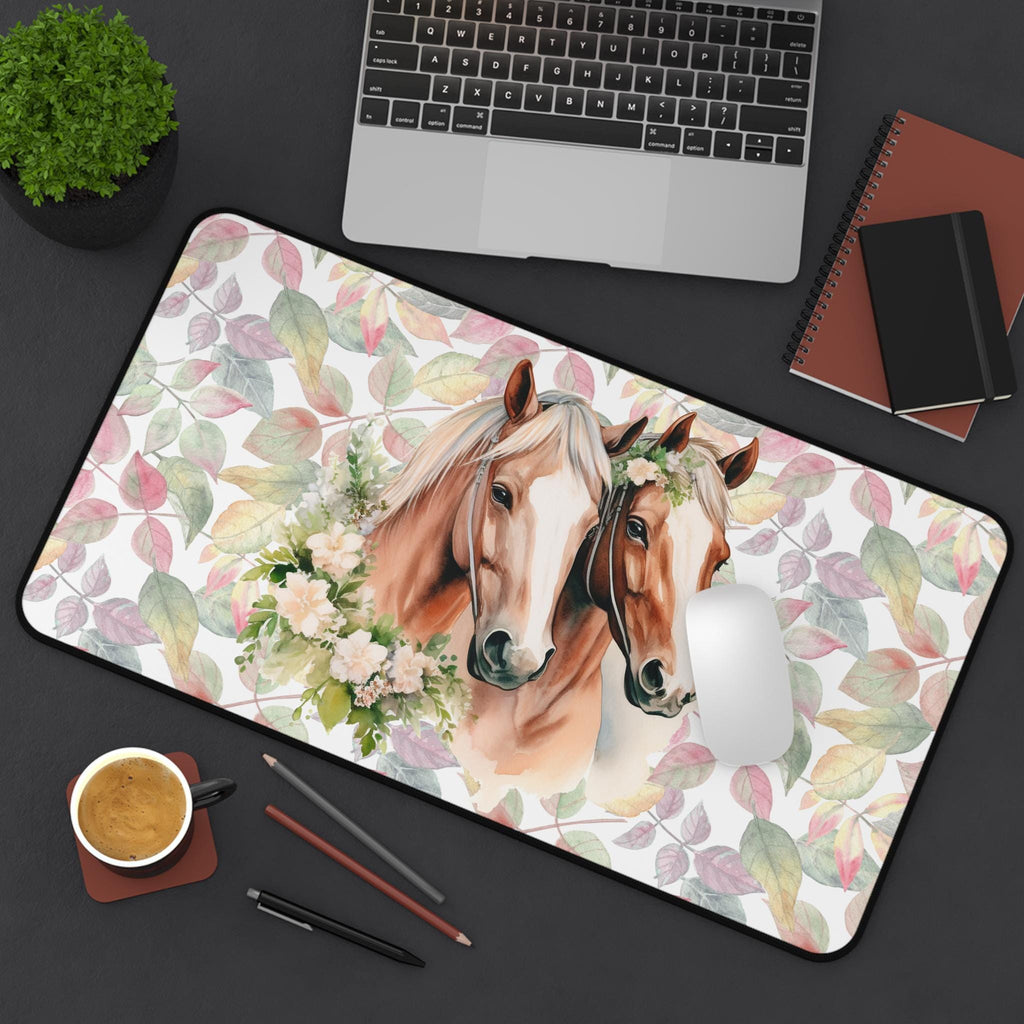 Floral Horse Desk Mat: Equestrian Home Office Decor
