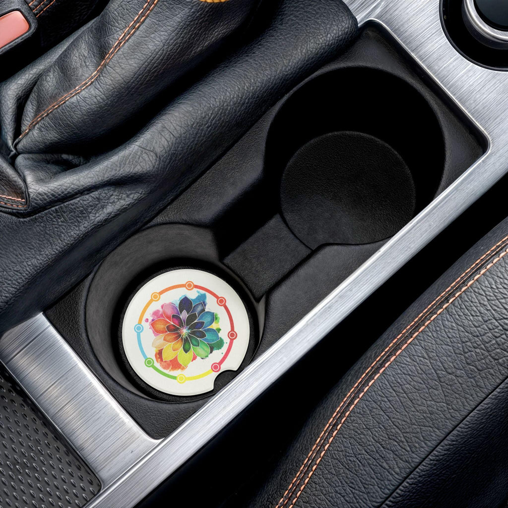 Floral Soapstone Car Coaster: Vibrant Watercolor Art Drink Coaster