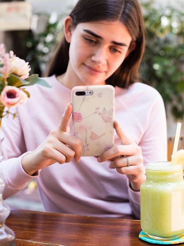 Floral Butterfly Phone Case | Soft Pink Flowers and Butterfly Design