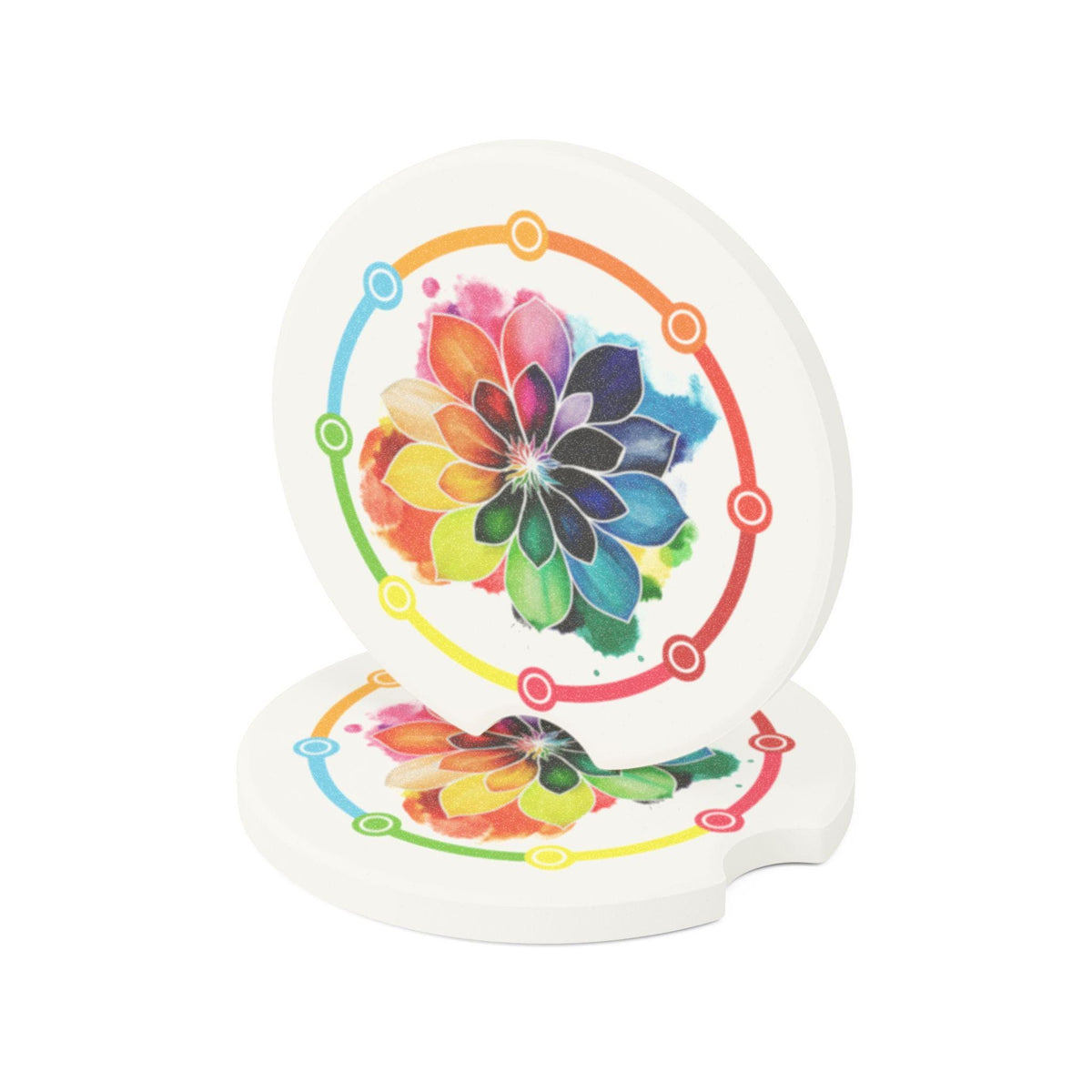 Floral Soapstone Car Coaster: Vibrant Watercolor Art Drink Coaster