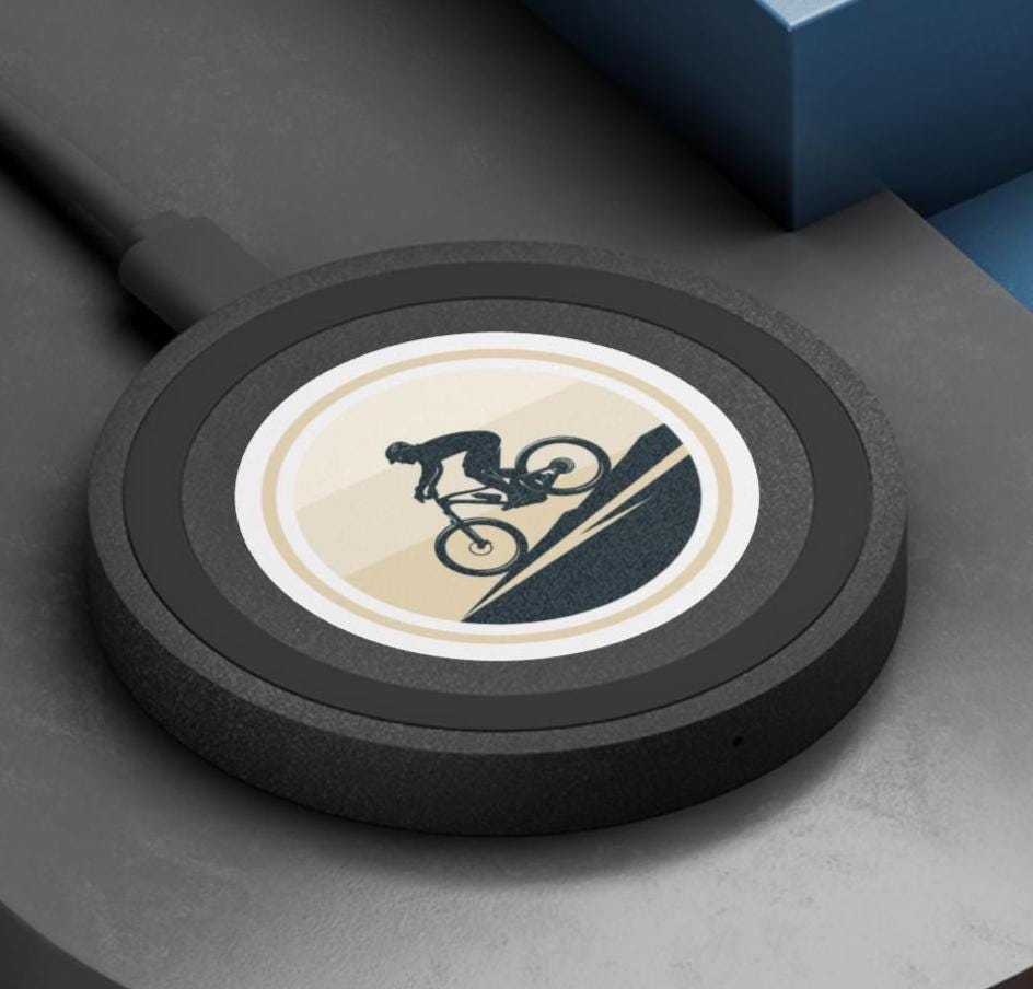 Mountain Biker Circular Wireless Charging Pad | Bike Phone Charger