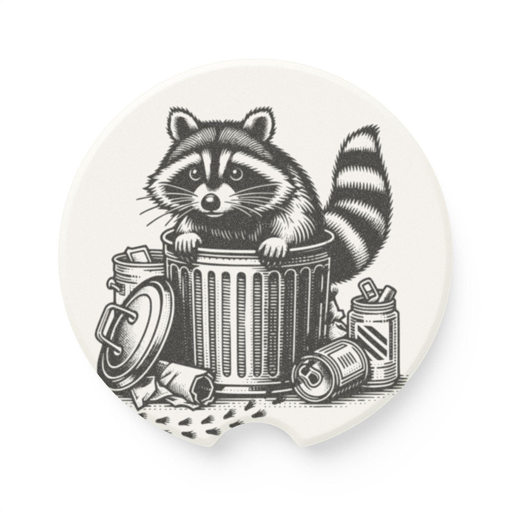Raccoon Car Coaster: Soapstone Auto Accessory for Nature Lovers