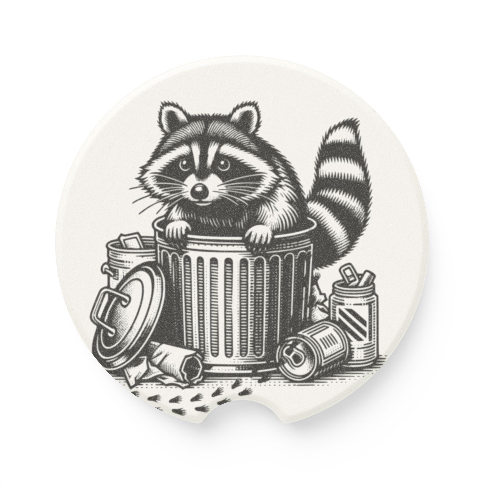 Raccoon Car Coaster: Soapstone Auto Accessory for Nature Lovers