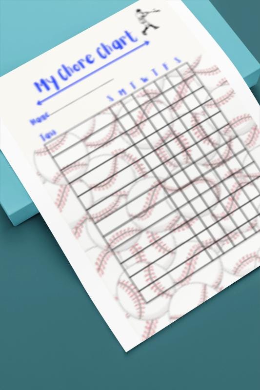 Baseball Chore Chart: Daily Task Tracker (PDF Download)