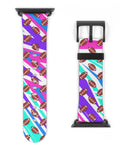 Colorful Pattern Apple Watch Band: Football Sport Style, Polyester Faux Leather