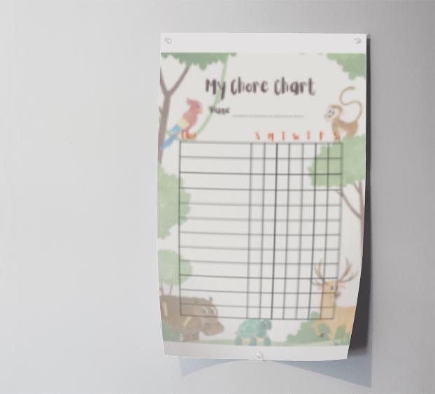 Jungle Themed Chore Chart, track weekly chores, accomplishments and incentivize your child to succeed