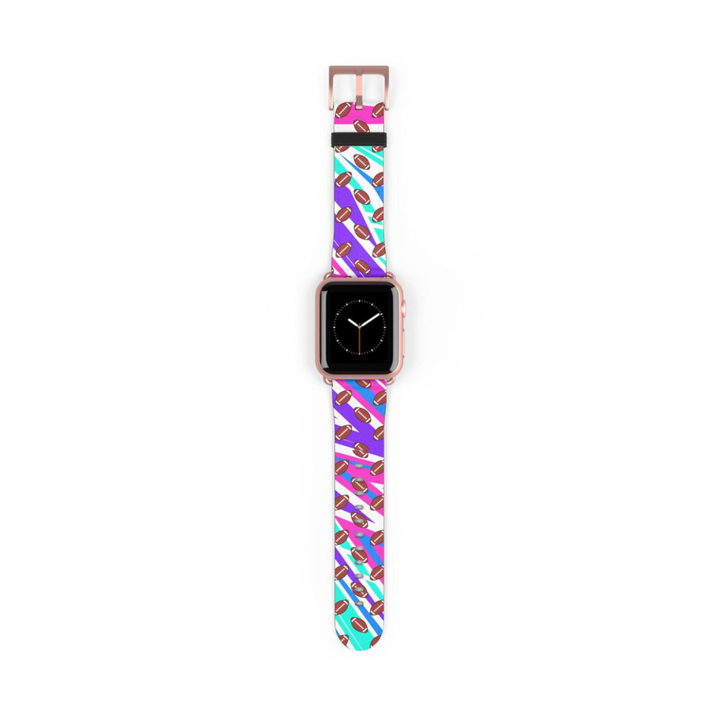 Colorful Pattern Apple Watch Band: Football Sport Style, Polyester Faux Leather