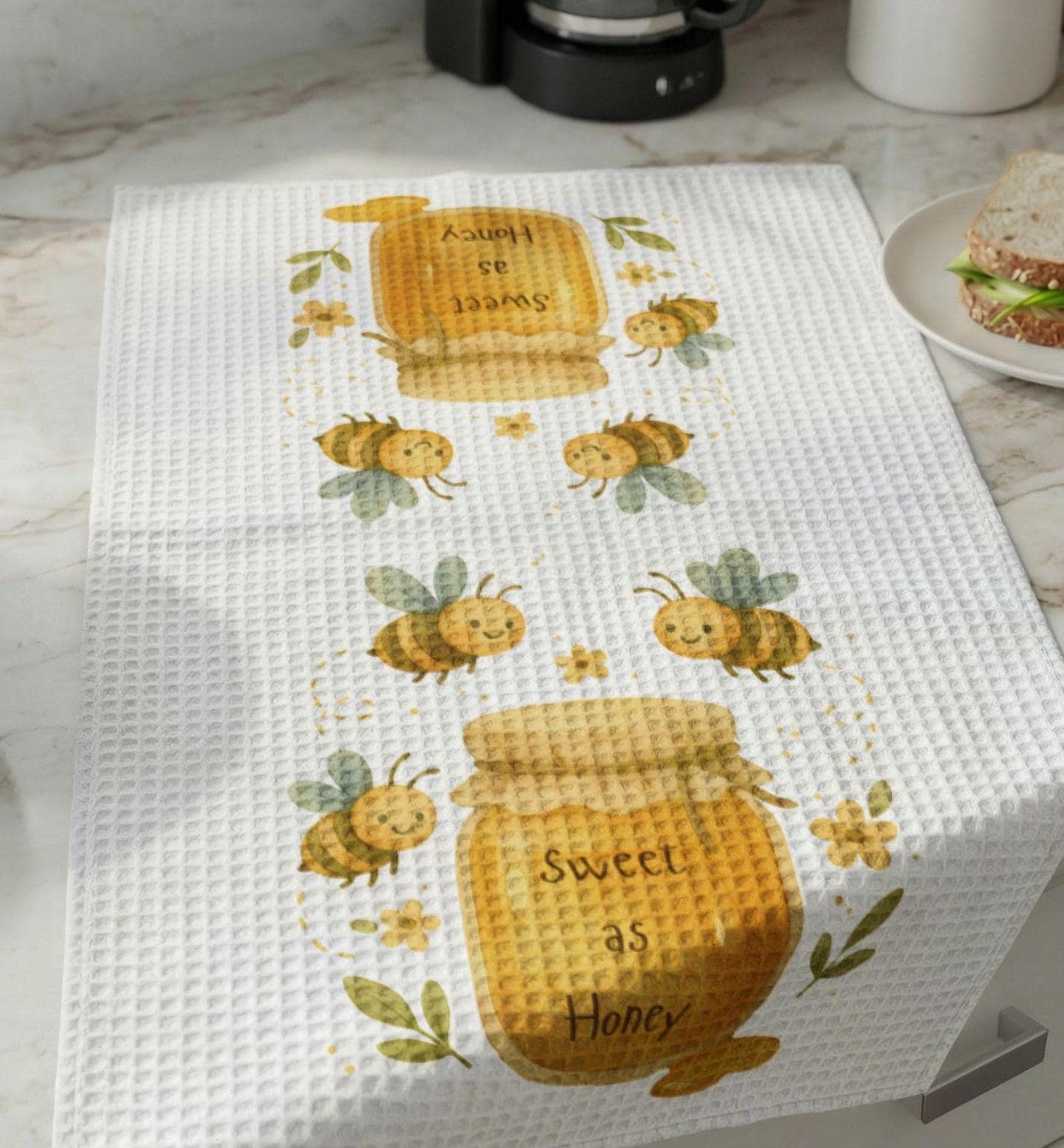 Sweet as Honey bees towel | Waffle Weave Kitchen Hand Towel