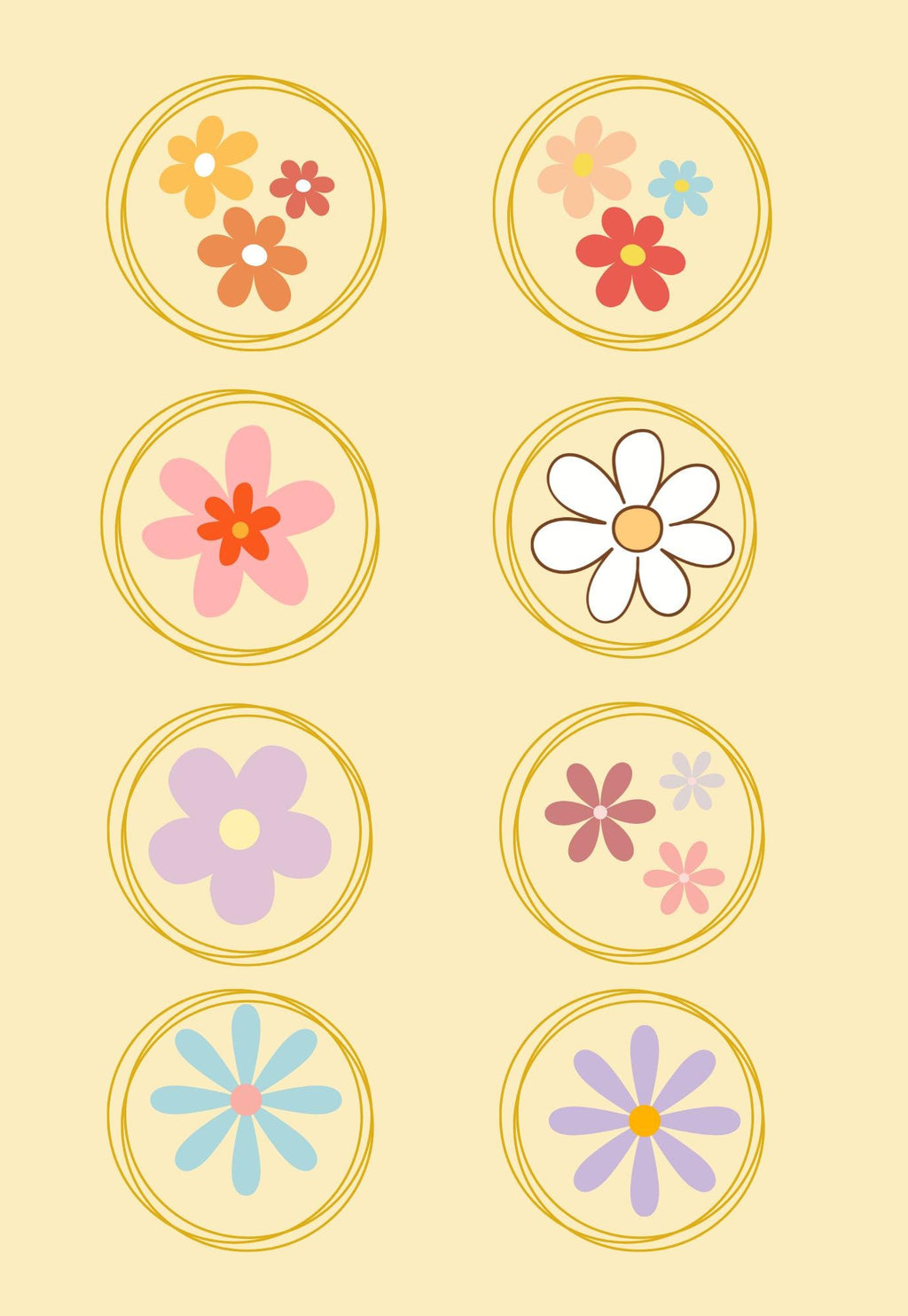 Floral Composition Notebook Cover: Yellow & Blue Stickers (Digital Download)