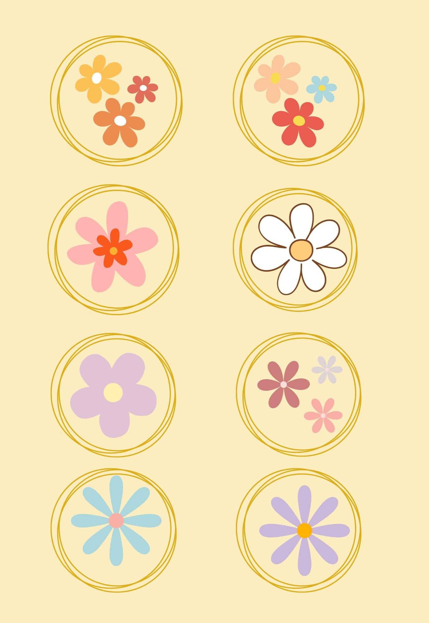 Floral Composition Notebook Cover: Yellow & Blue Stickers (Digital Download)