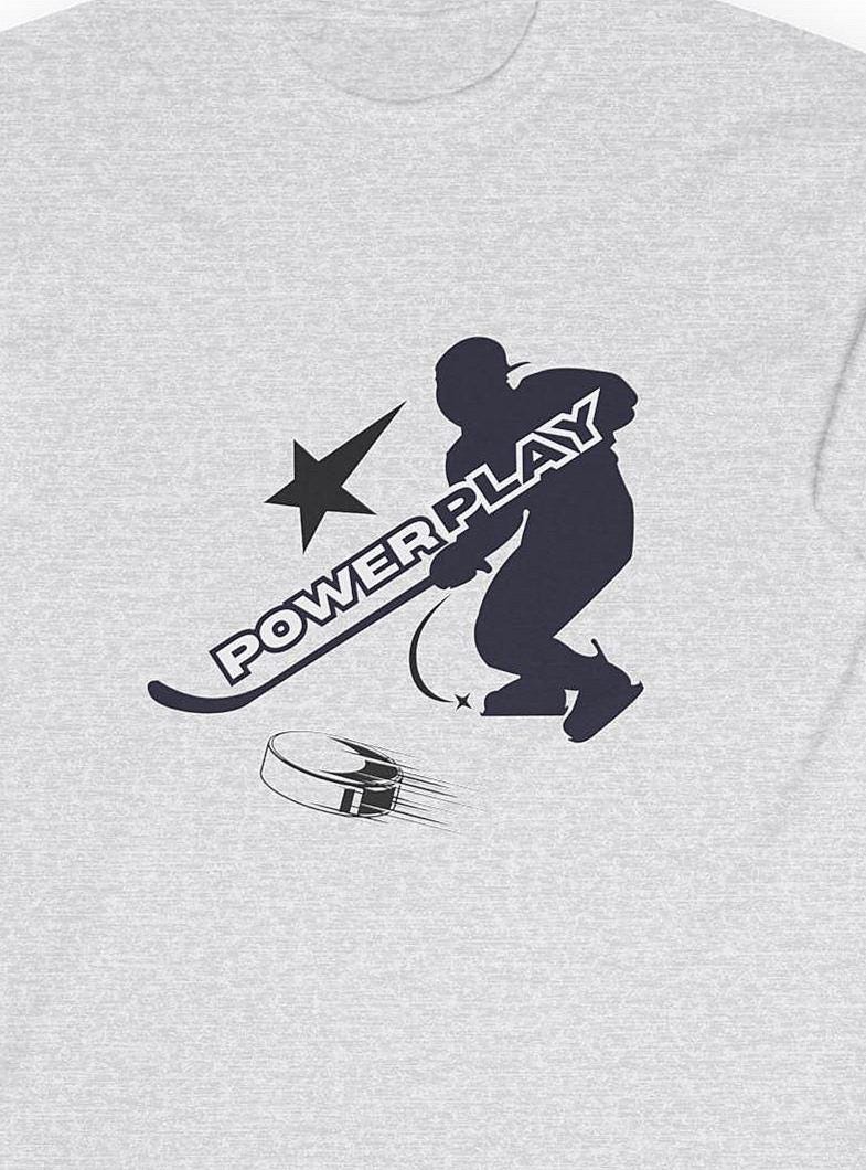 Powerplay Hockey Long Sleeve Tee | Unisex Cotton Shirt for Players, Sports Fans, Gifts, Hockey Love, Game Day Apparel