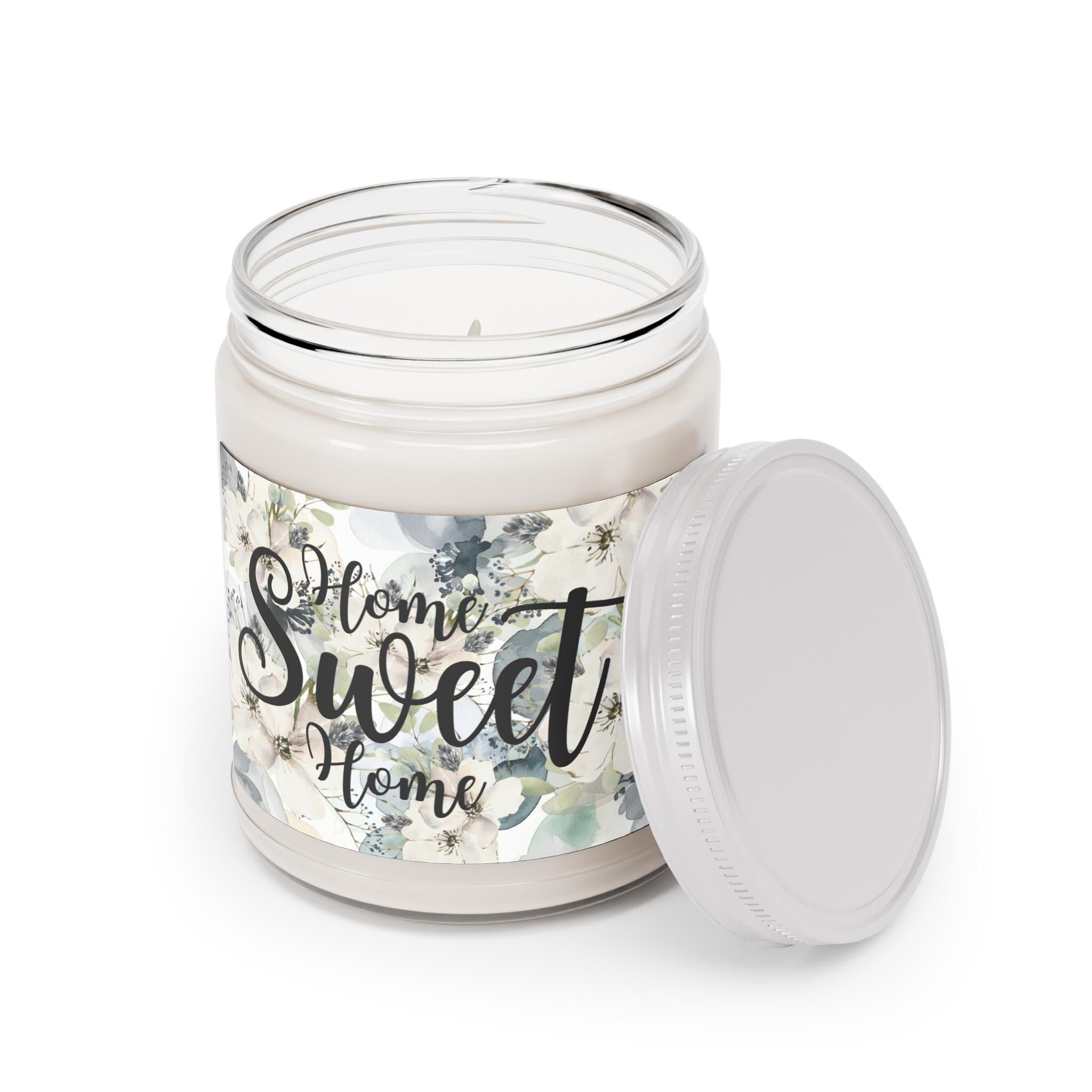 Home Sweet Home Floral Soy Candle, Farmhouse Decor, 9oz