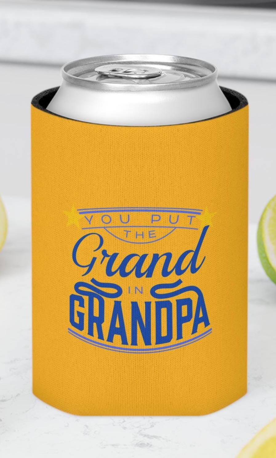 Can Cooler for Grandpa, Funny Gift for Grandfather, Outdoor BBQ Accessory, Party Favor, Beer Sleeve, Can Insulation