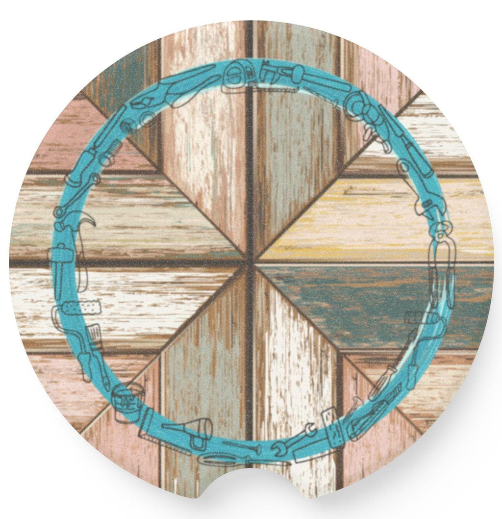 Rustic Soapstone Car Coaster: Vintage Wood Design