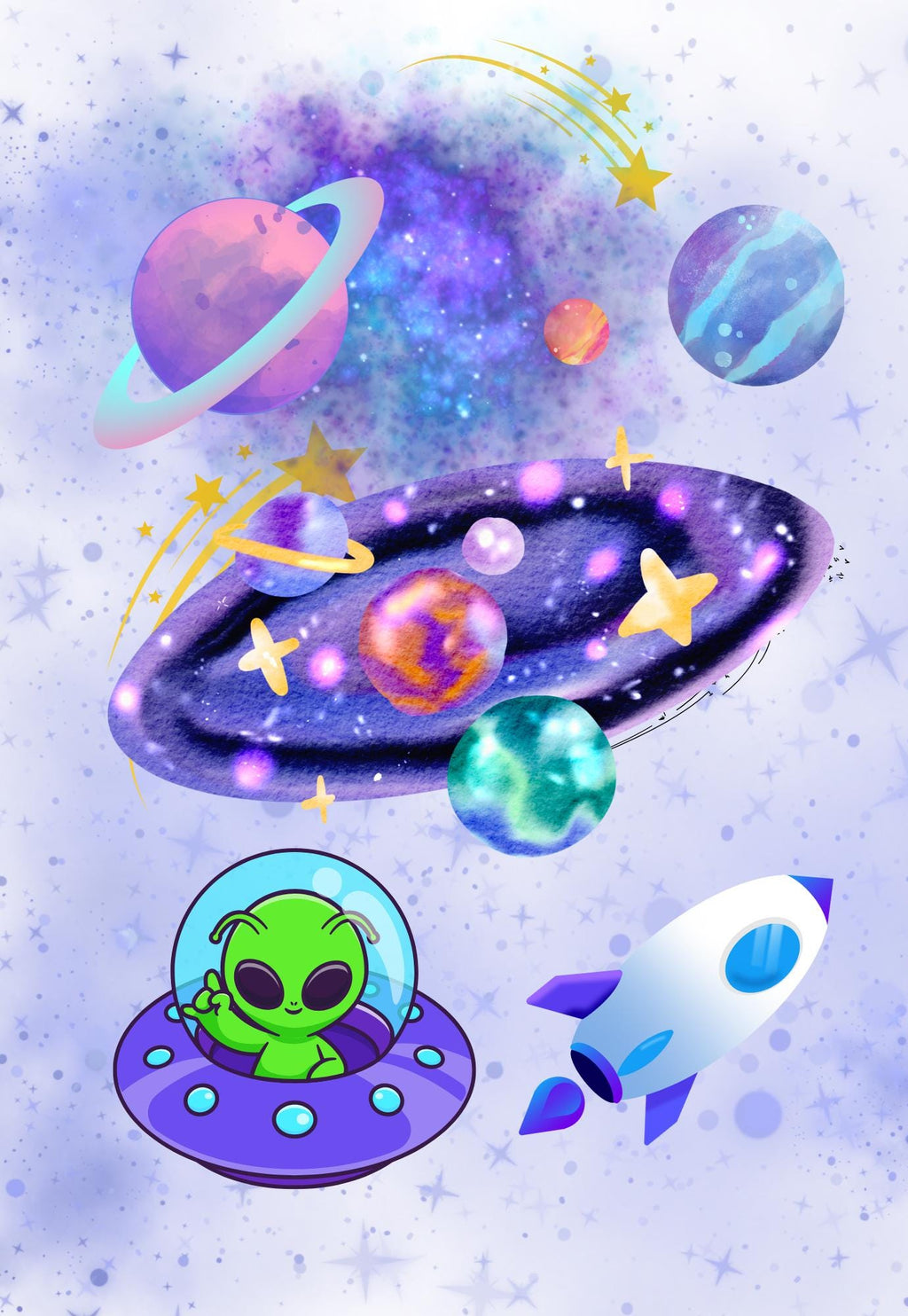 Outer Space Composition Notebook Cover and Sticker (Digital Download)