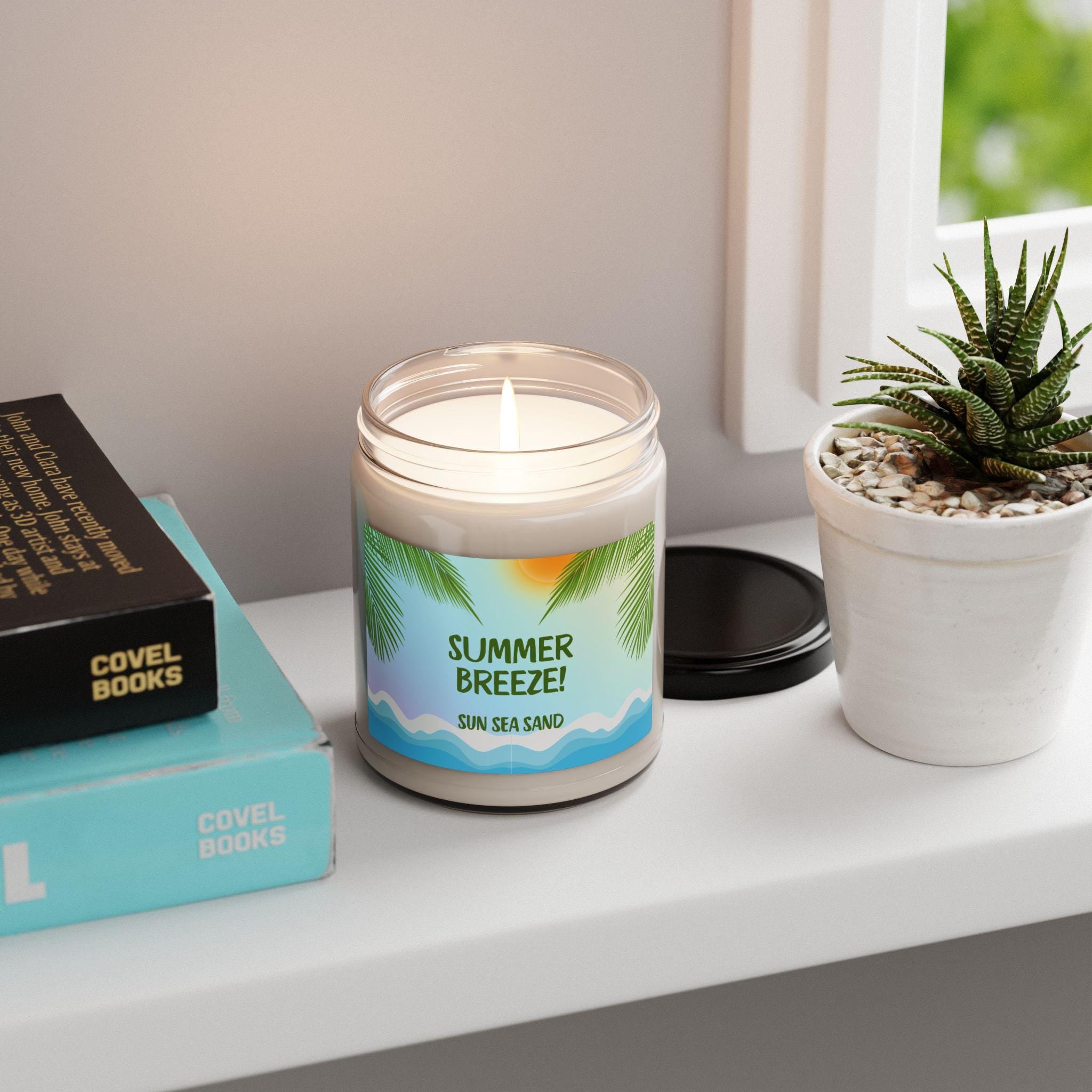 Summer Breeze Soy Candle: Tropical Beach Decor, Eco-Friendly Home Fragrance