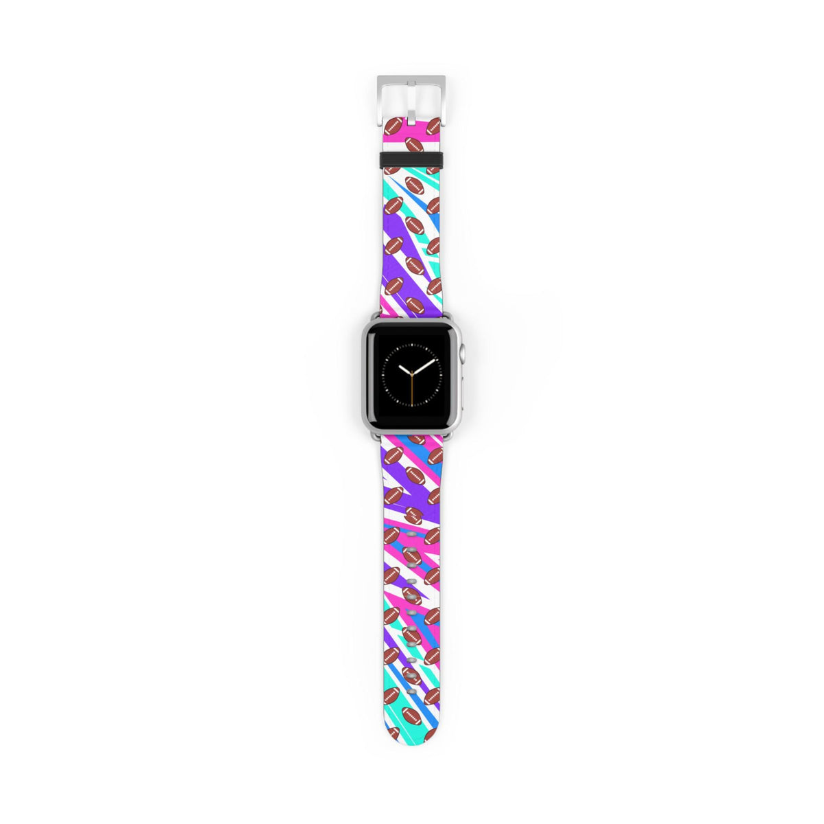 Colorful Pattern Apple Watch Band: Football Sport Style, Polyester Faux Leather