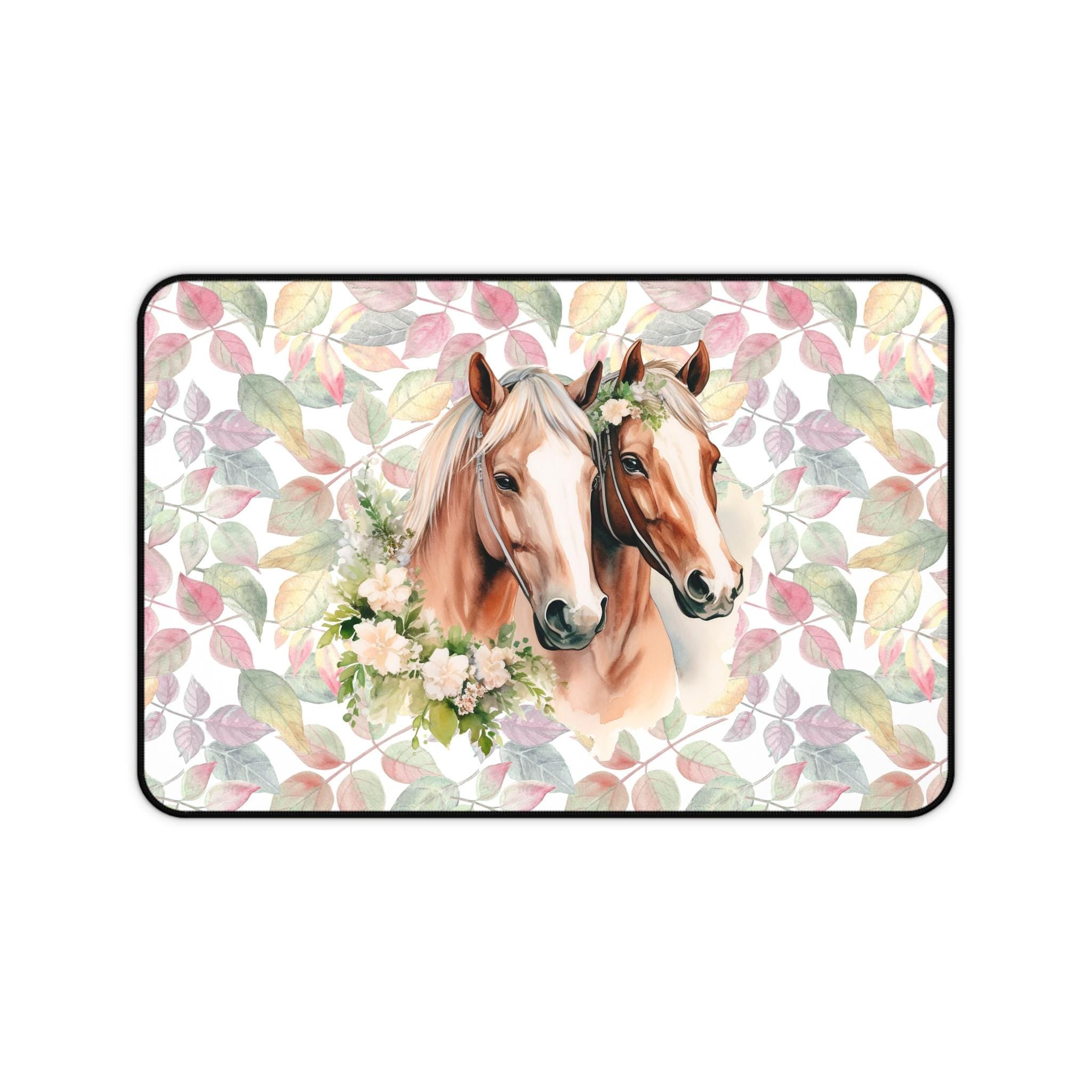 Floral Horse Desk Mat: Equestrian Home Office Decor