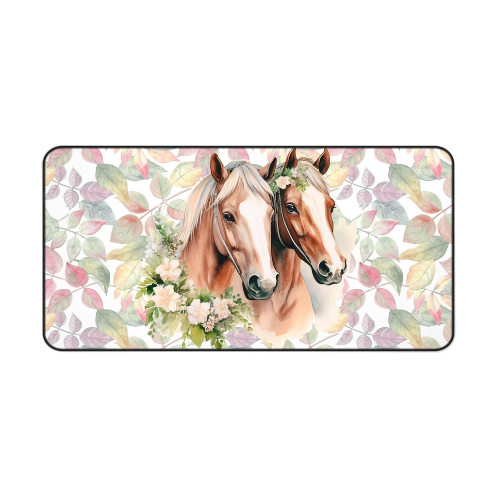 Floral Horse Desk Mat: Equestrian Home Office Decor
