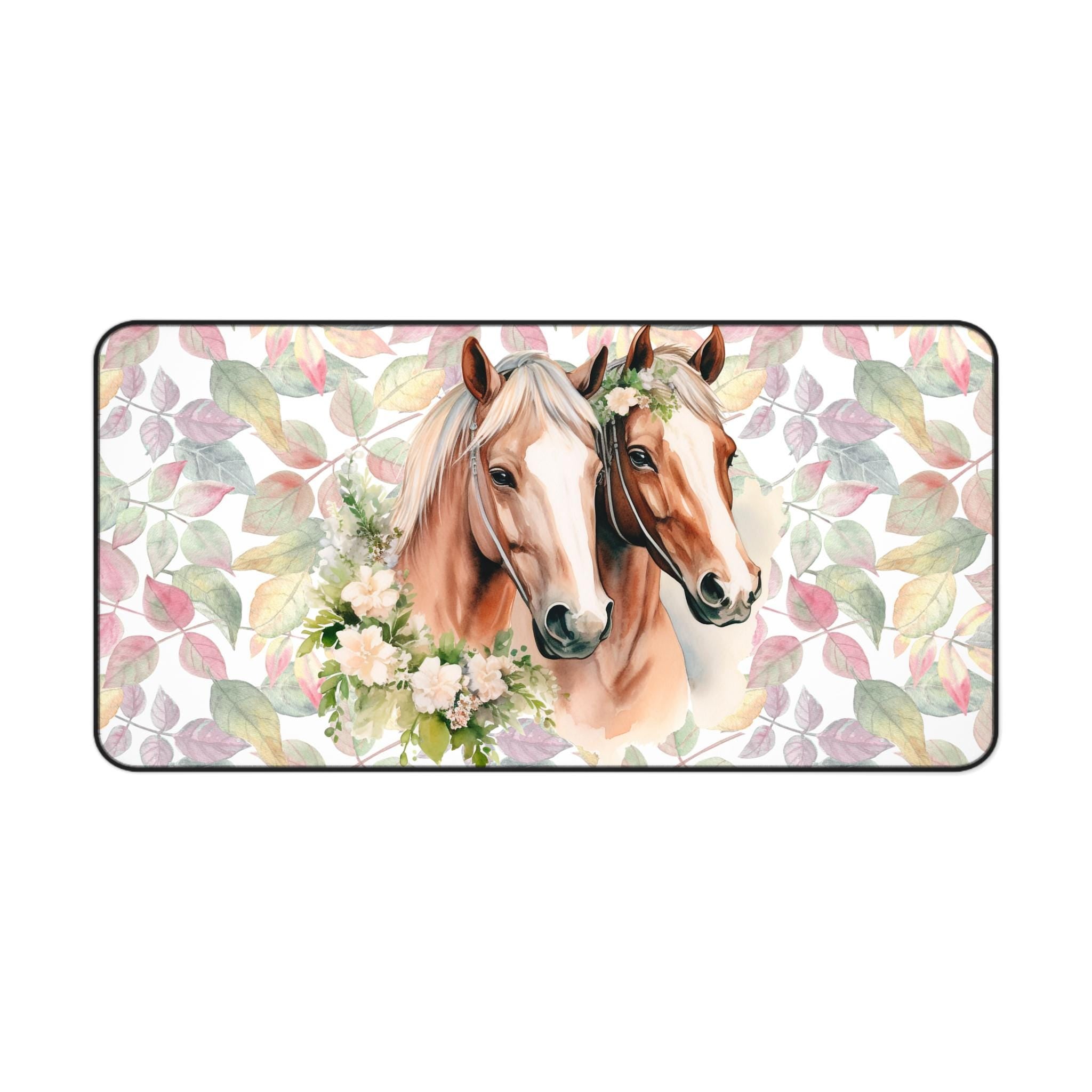 Floral Horse Desk Mat: Equestrian Home Office Decor