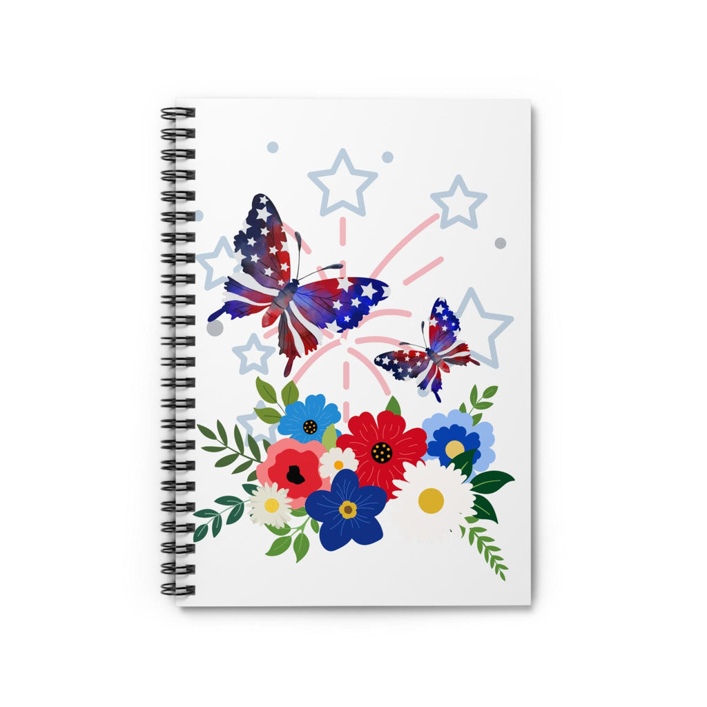 Patriotic Butterfly Spiral Notebook: Floral Journal for Writing