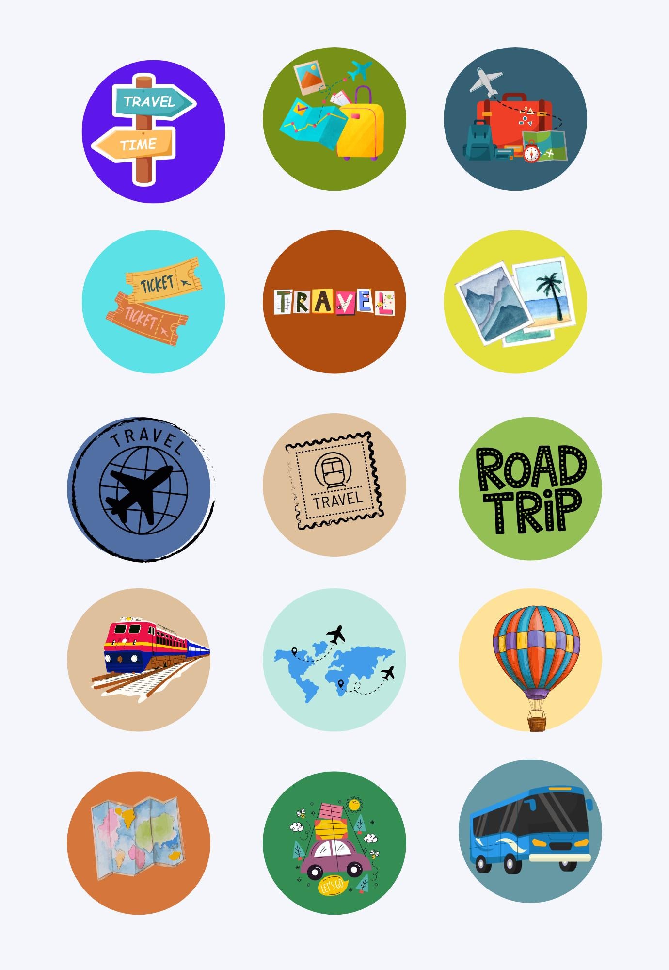 Travel Adventure Notebook Cover with Stickers (Digital Download)