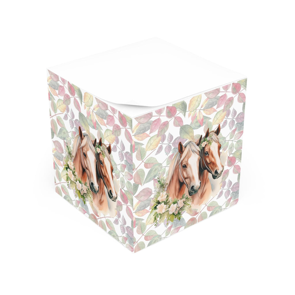 Equestrian Note Cube: Floral Horse Lover Gift, Country Office Decor