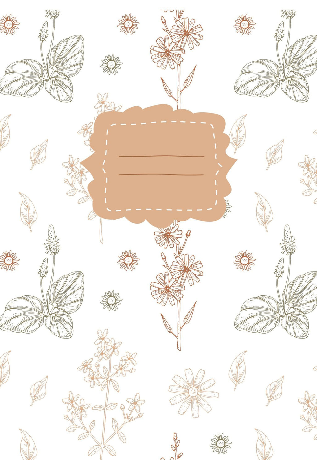 Tan Floral Composition Notebook Cover Sticker: Sophisticated School Supplies (Digital Download)