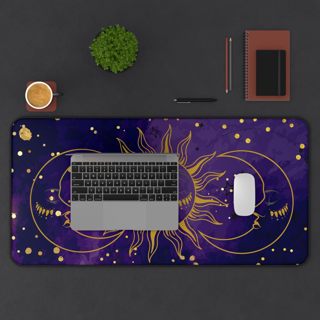 Celestial Moon & Sun Desk Mat: Astrology Office Decor
