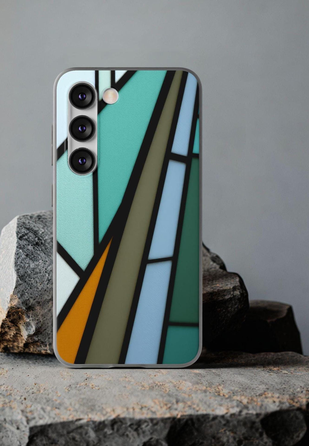 Faux Stained Glass Samsung Case: Artistic Slim TPU Phone Cover