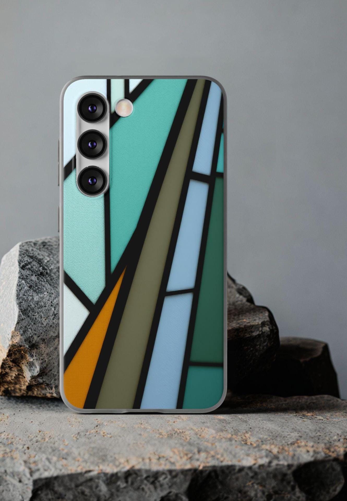 Faux Stained Glass Samsung Case: Artistic Slim TPU Phone Cover
