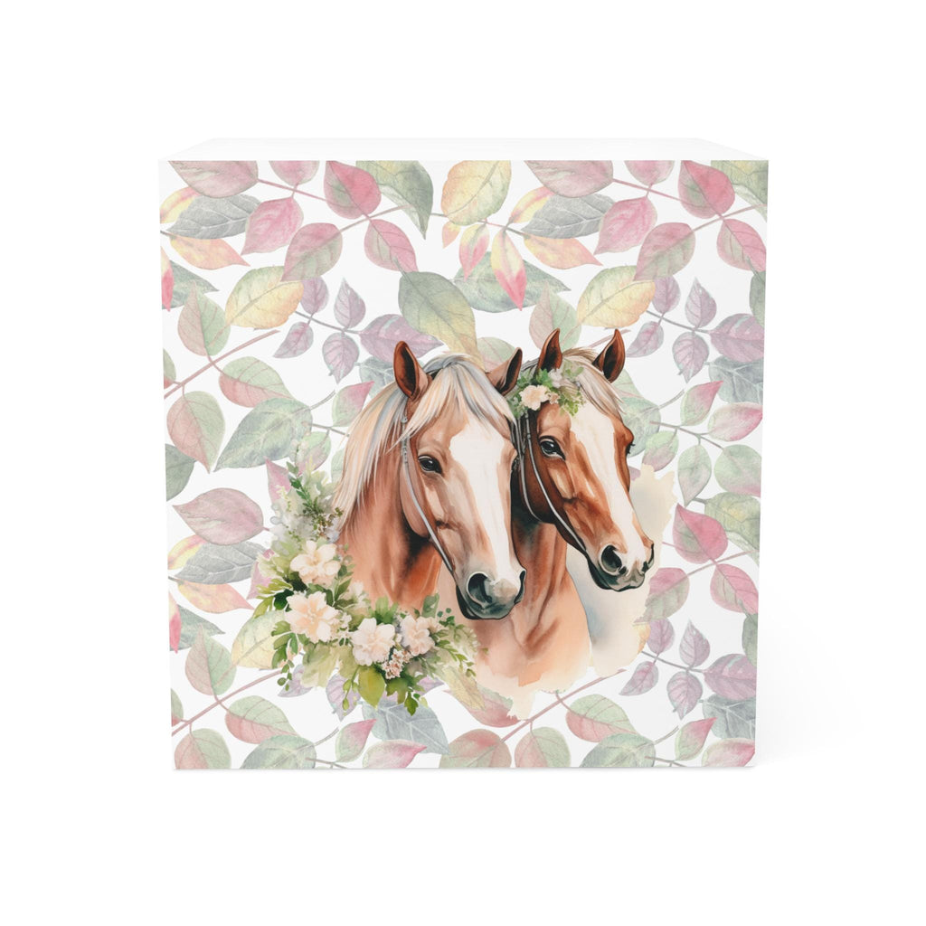 Equestrian Note Cube: Floral Horse Lover Gift, Country Office Decor