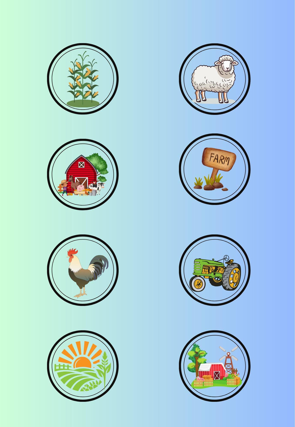 Farm Animal Composition Notebook Cover & Stickers (Digital Download)