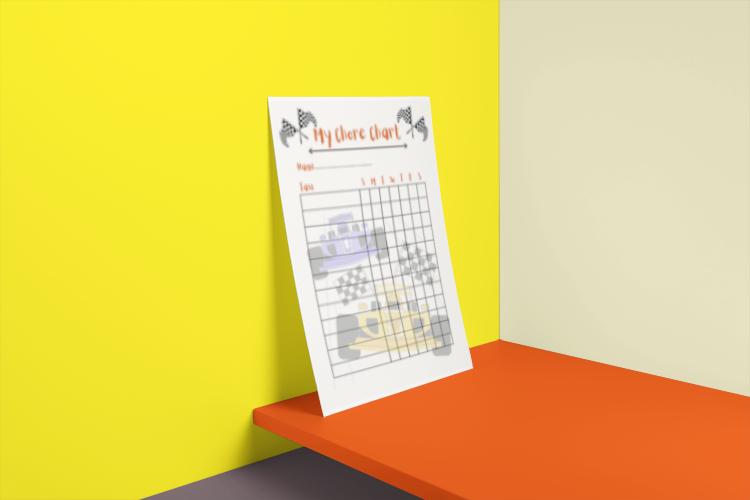 Race Car Chore Chart: Kids' Task Tracker (PDF Download)