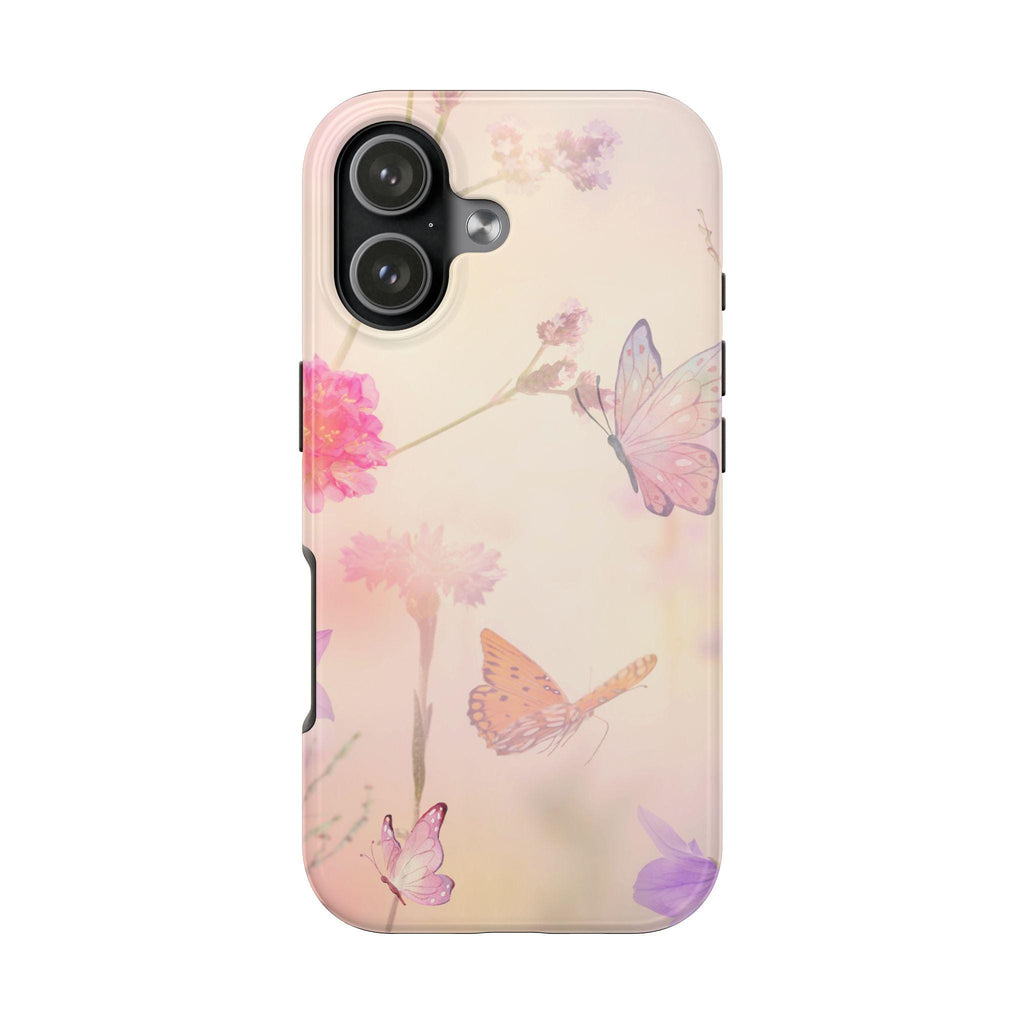 Floral Butterfly Phone Case | Soft Pink Flowers and Butterfly Design