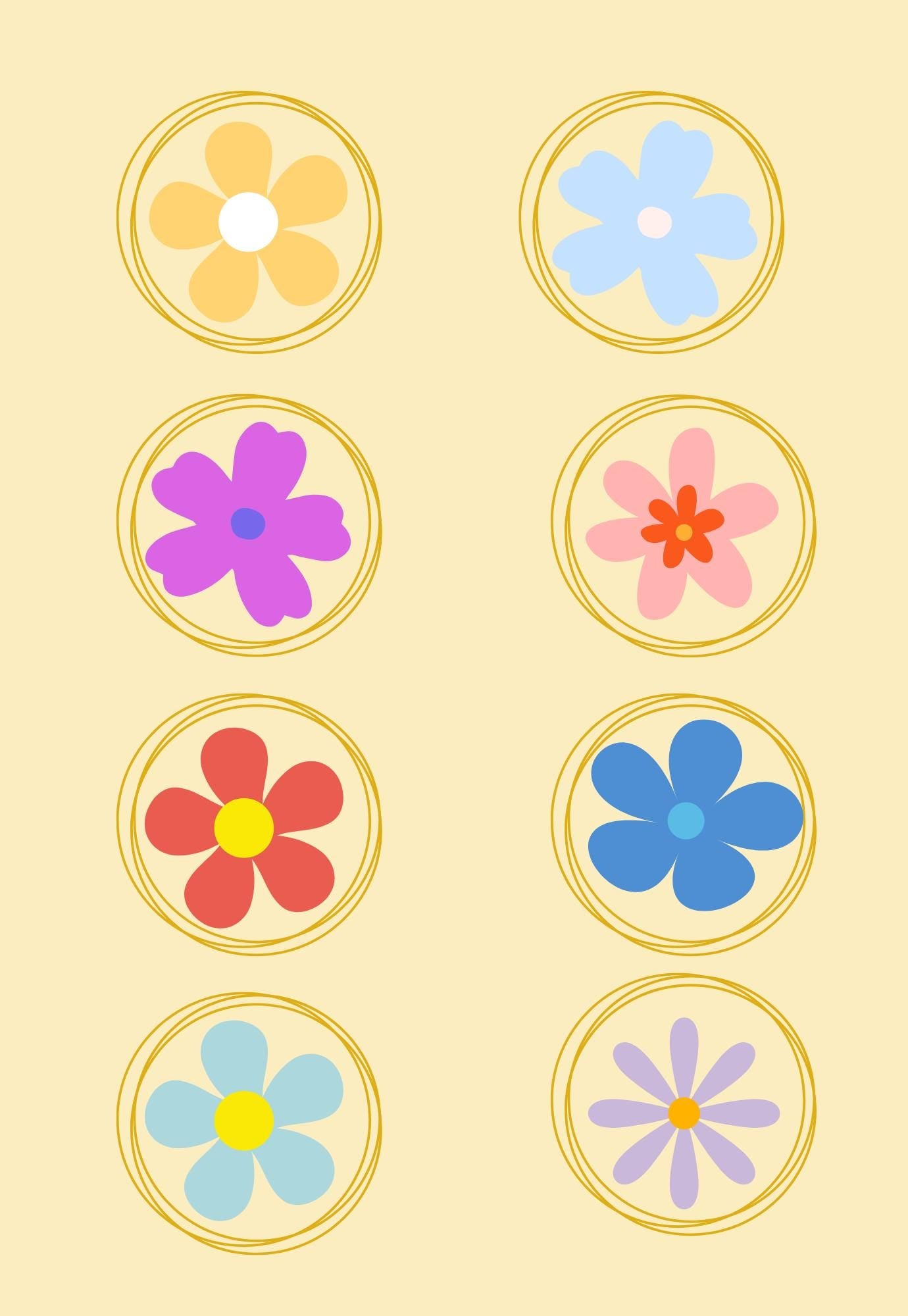 Floral Composition Notebook Cover: Yellow & Blue Stickers (Digital Download)
