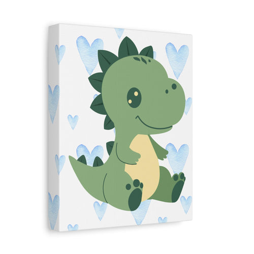 Baby Dinosaur Canvas Art | Watercolor Dino, Heart Nursery Decor