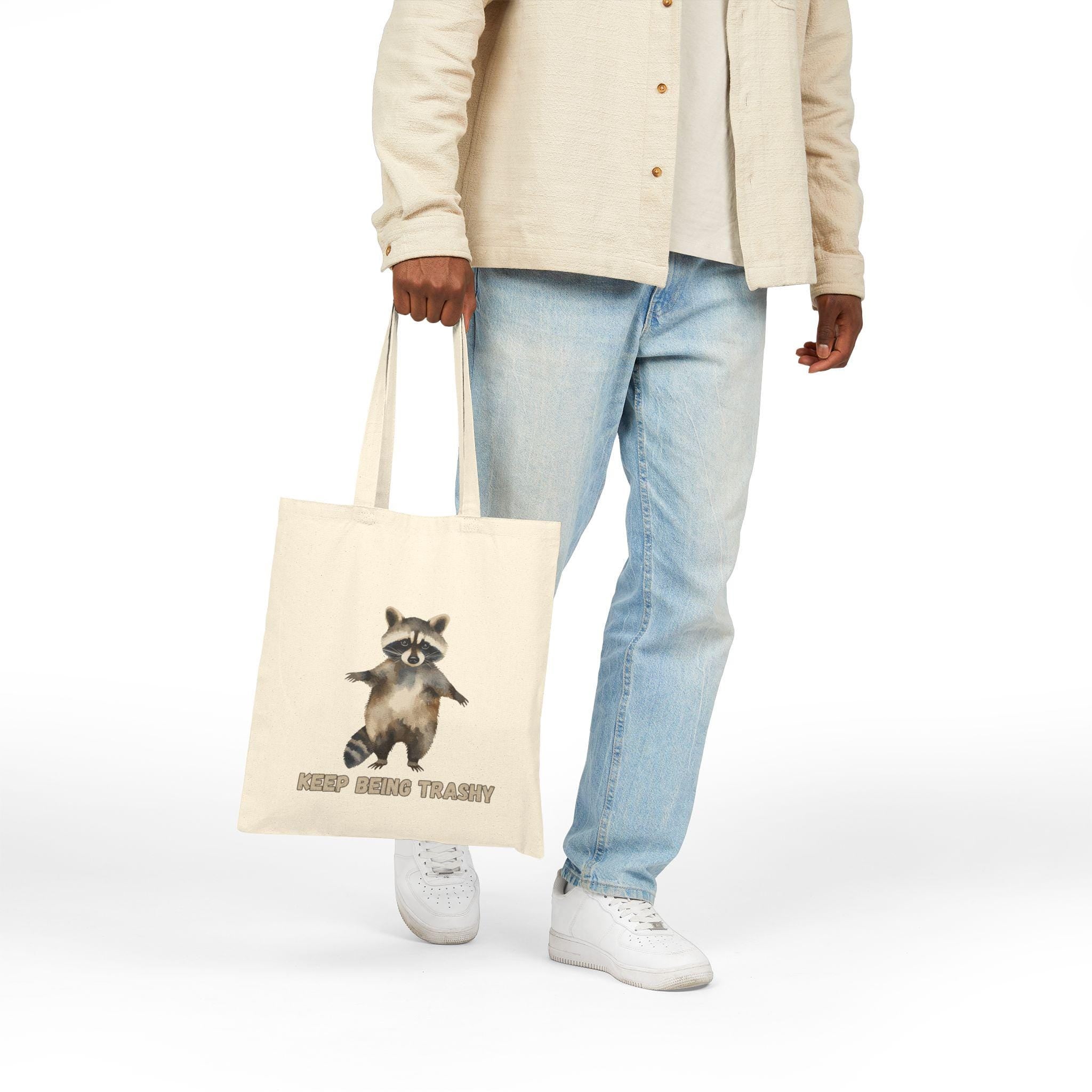 Raccoon Trashy Tote Bag | Watercolor Canvas Reusable Shopper