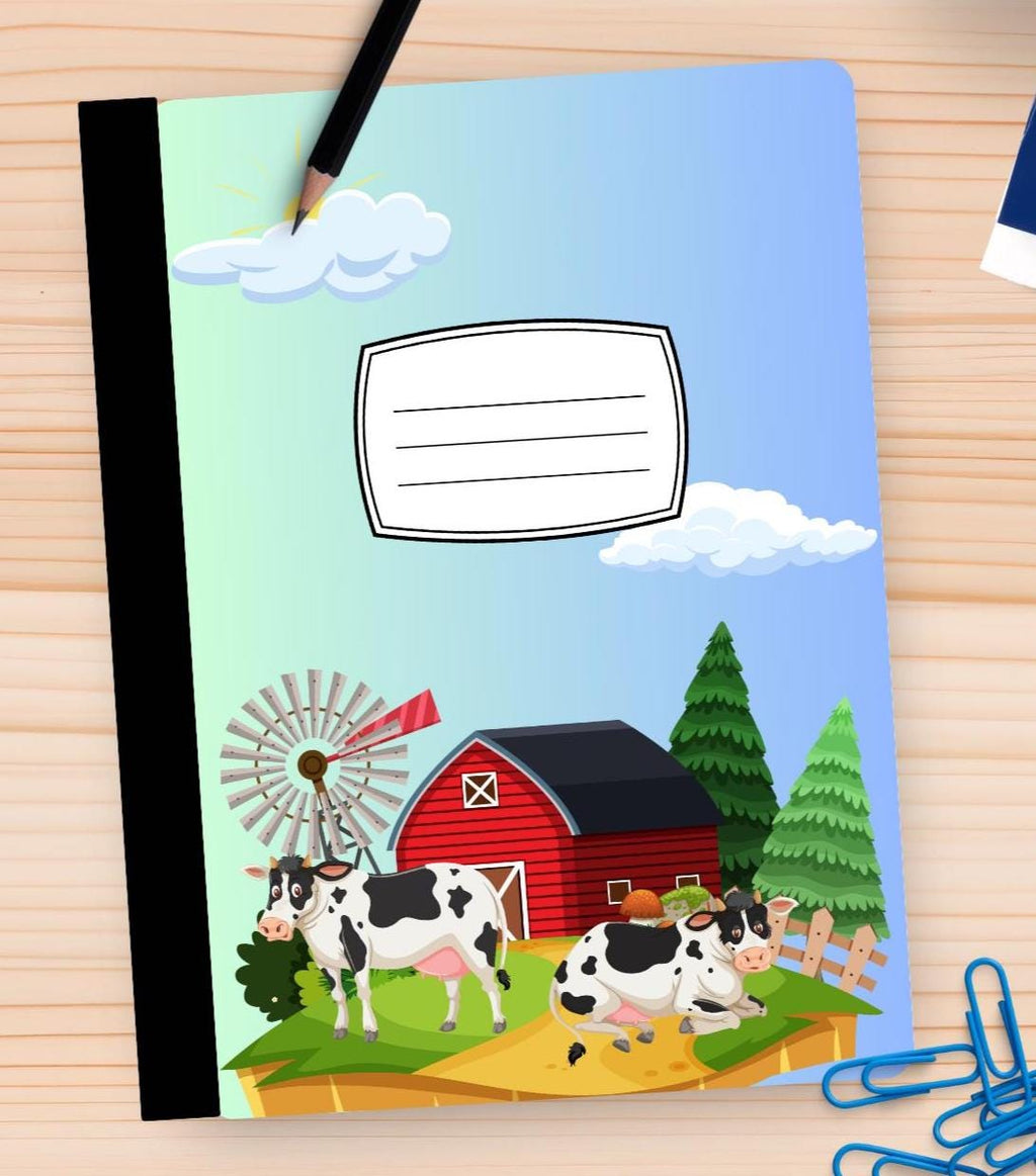 Farm Animal Composition Notebook Cover & Stickers (Digital Download)