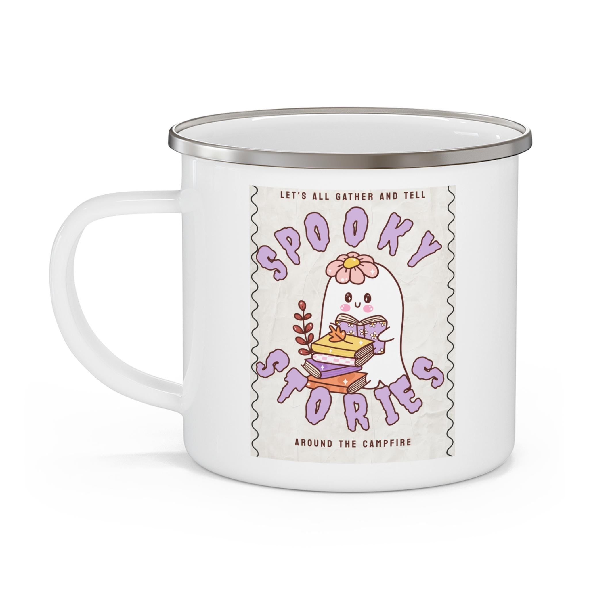 Spooky Stories Enamel Camping Mug: Cozy Bonfire Cup