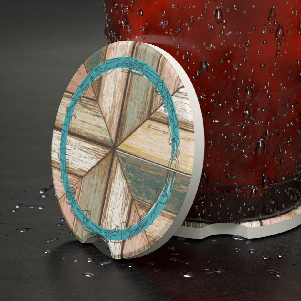 Rustic Soapstone Car Coaster: Vintage Wood Design