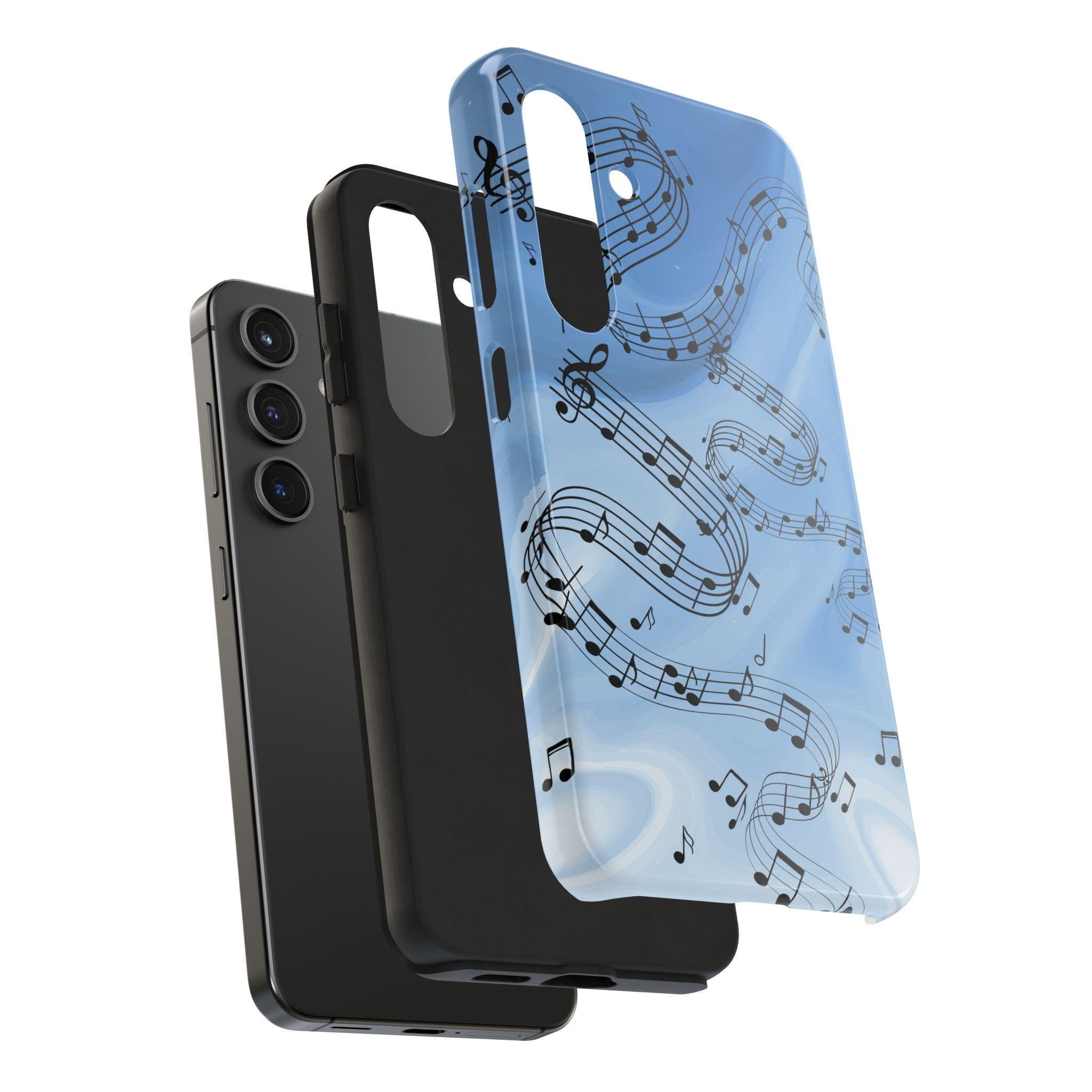 Blue Musical Notes Samsung Galaxy Phone Case | Music Note Design