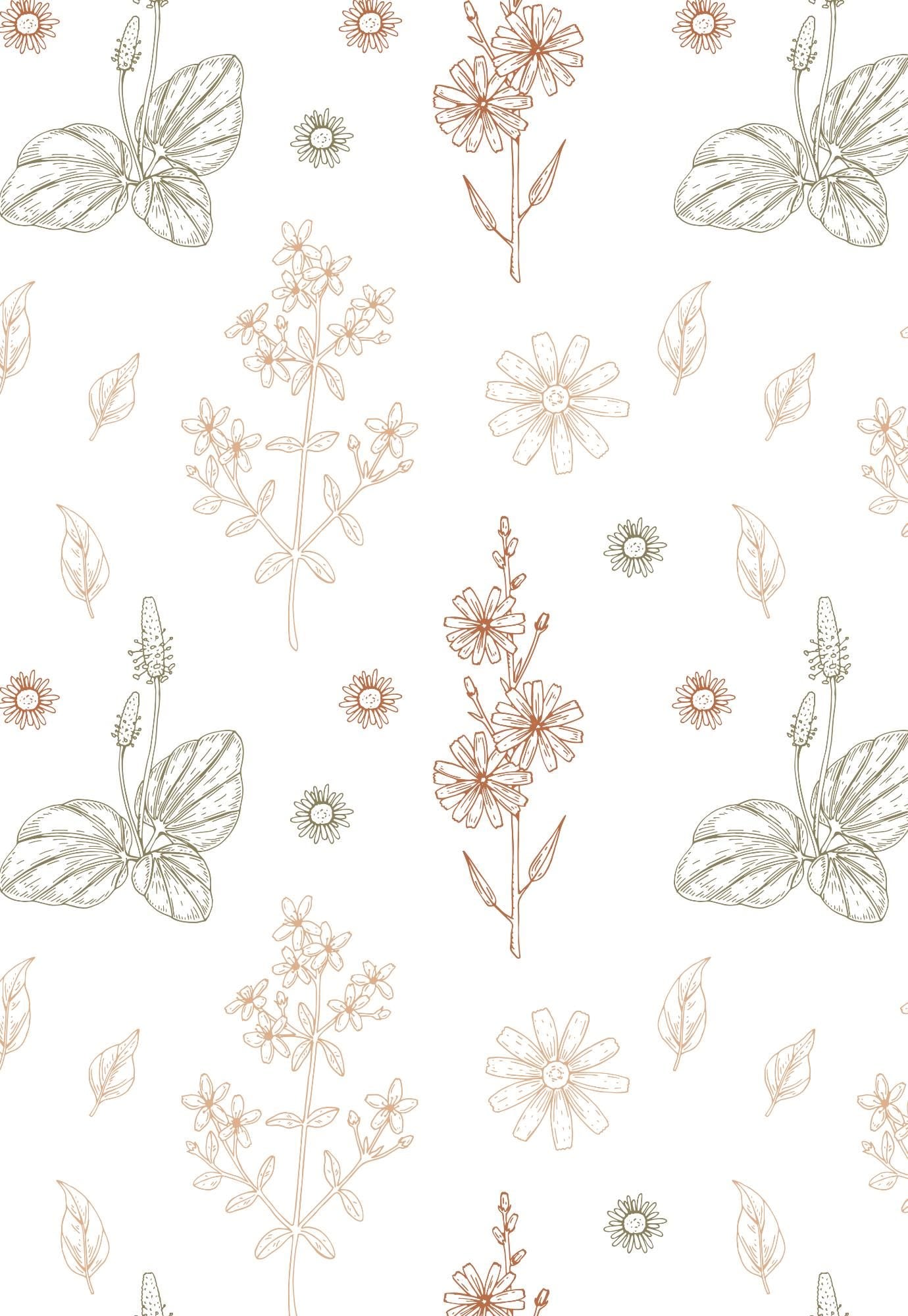 Tan Floral Composition Notebook Cover Sticker: Sophisticated School Supplies (Digital Download)