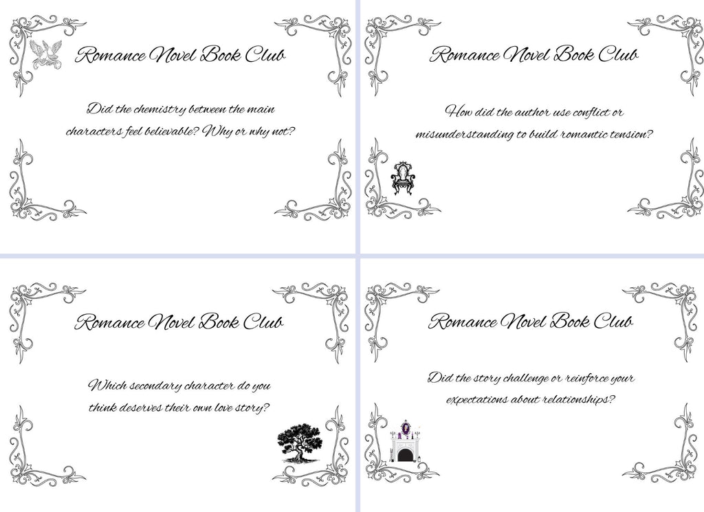 Romance Novel Book Club Conversation Cards, Talking Points to Assist Book Club Members