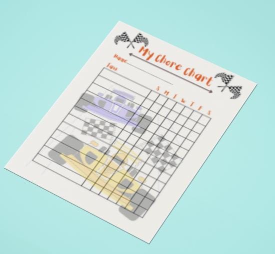 Race Car Chore Chart: Kids' Task Tracker (PDF Download)