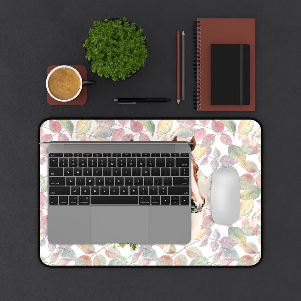 Floral Horse Desk Mat: Equestrian Home Office Decor